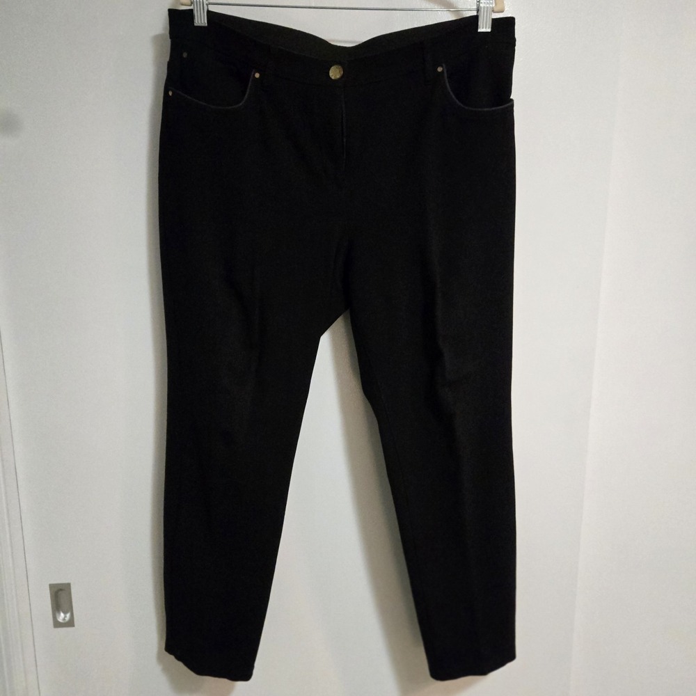 Chico's So Slimming Black Ponte Knit 2.5 (L) 14 Short High Rise Pants 36x26